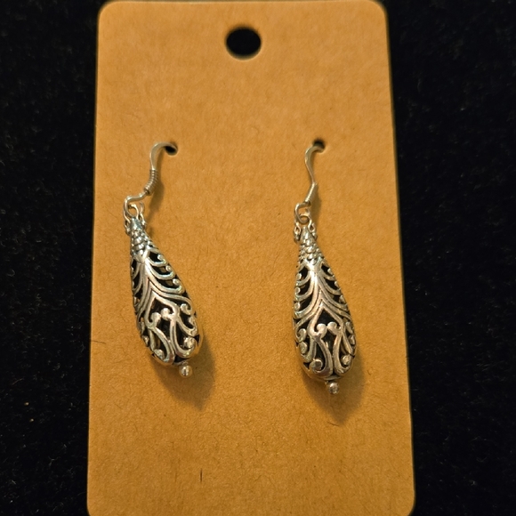 Balinese Sterling Silver Drop Earrings - Picture 1 of 3
